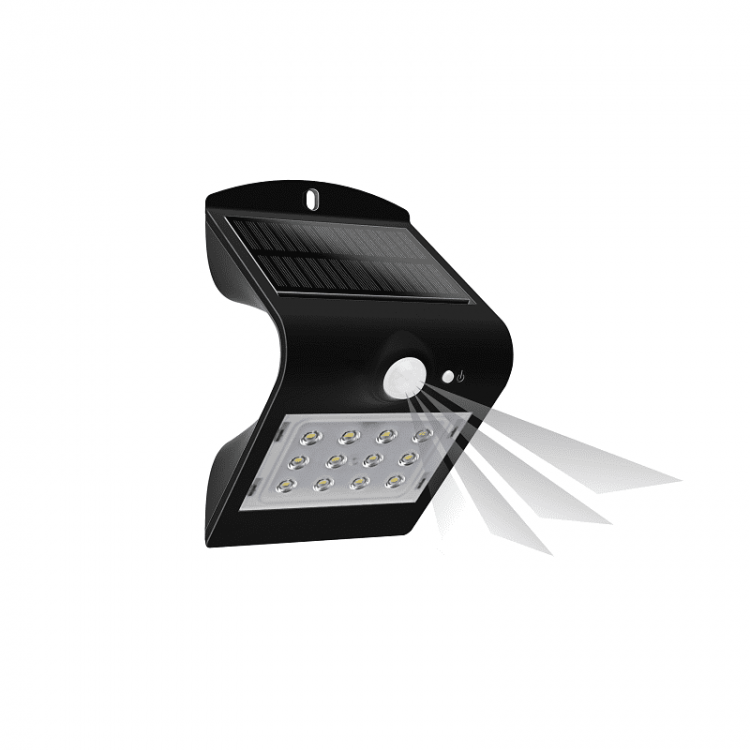 Lampe de jardin solaire avec détecteur de mouvement couleur noir - Orno Lampe de jardin solaire avec détecteur de mouvement couleur noir - Orno