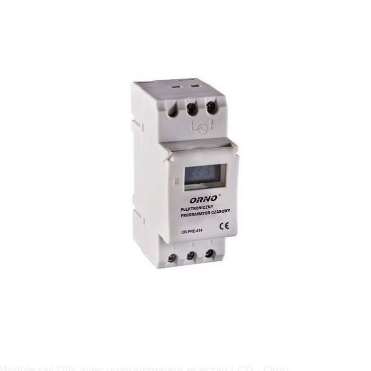 Disjoncteur monophasé avec minuterie et écran LCD - Orno Disjoncteur monophasé avec minuterie et écran LCD - Orno