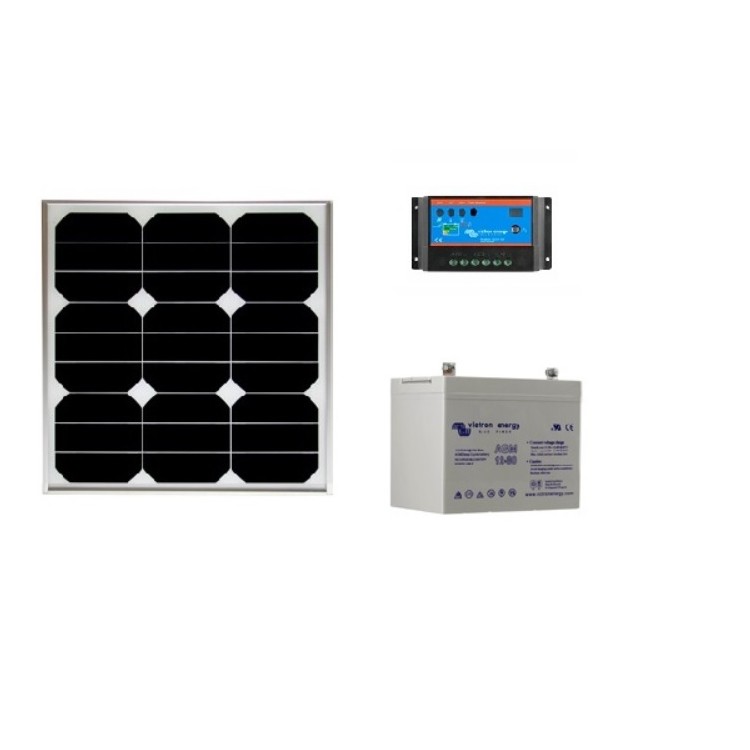 Kit solaire site isolé 30 Wc et batterie AGM 22 Ah