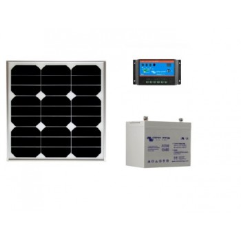 Kit solaire site isolé 30 Wc et batterie AGM 38 Ah