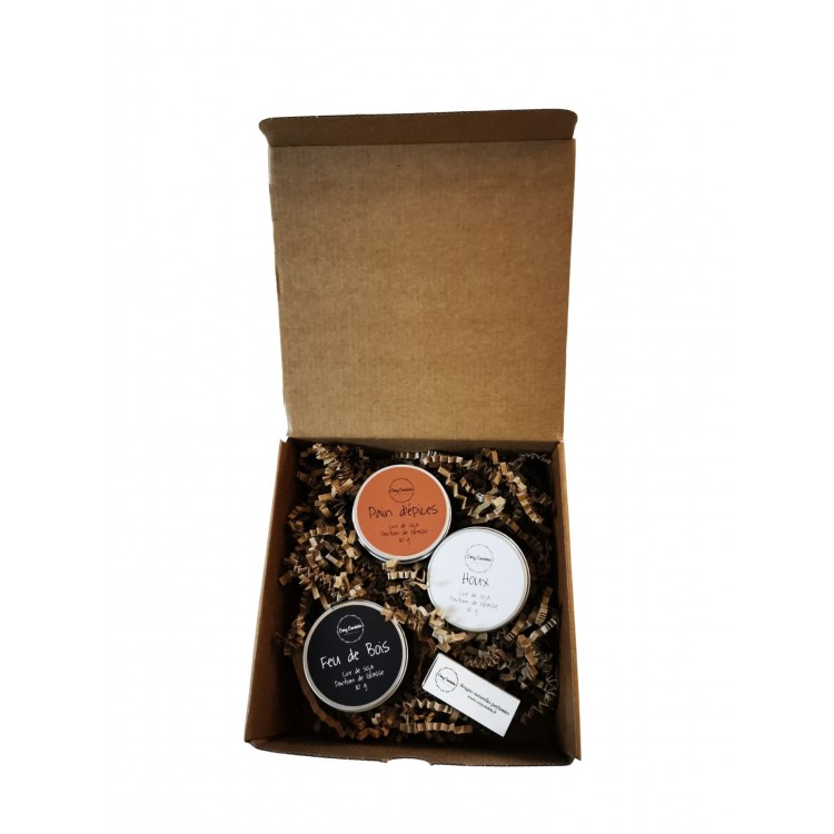Coffret de trois bougies artisanales Coffret de trois bougies artisanales
